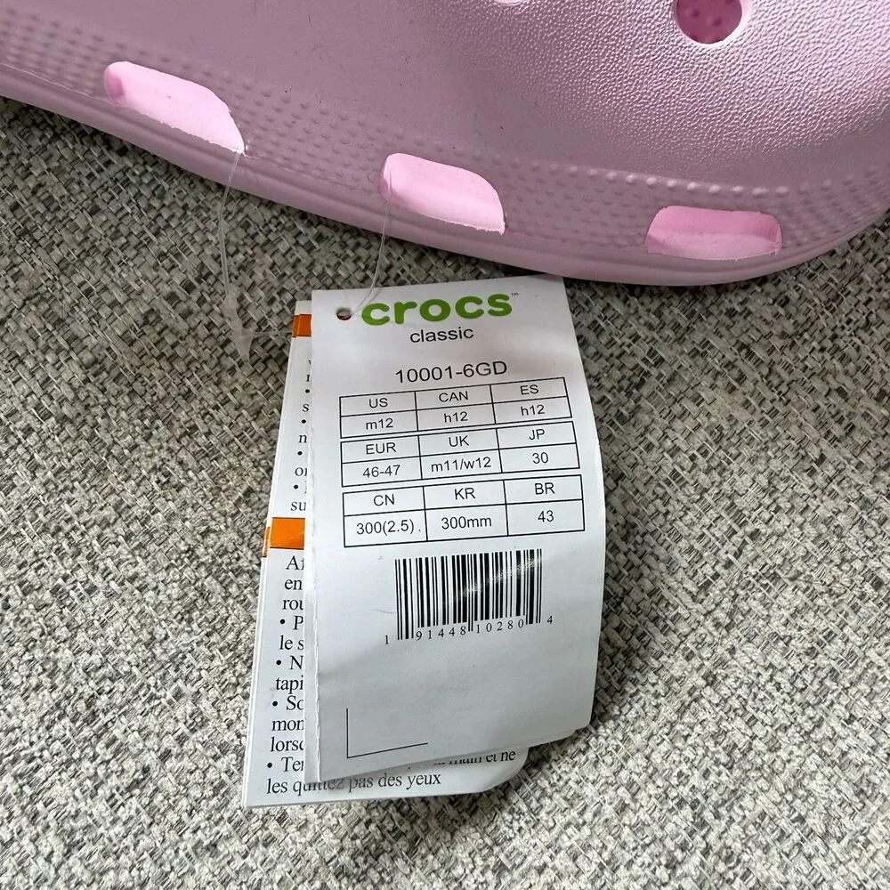 Crocs Classic Clog Sandal Ballerina Pink, Men's Size 12/W14 - 10001–6GD - NWT